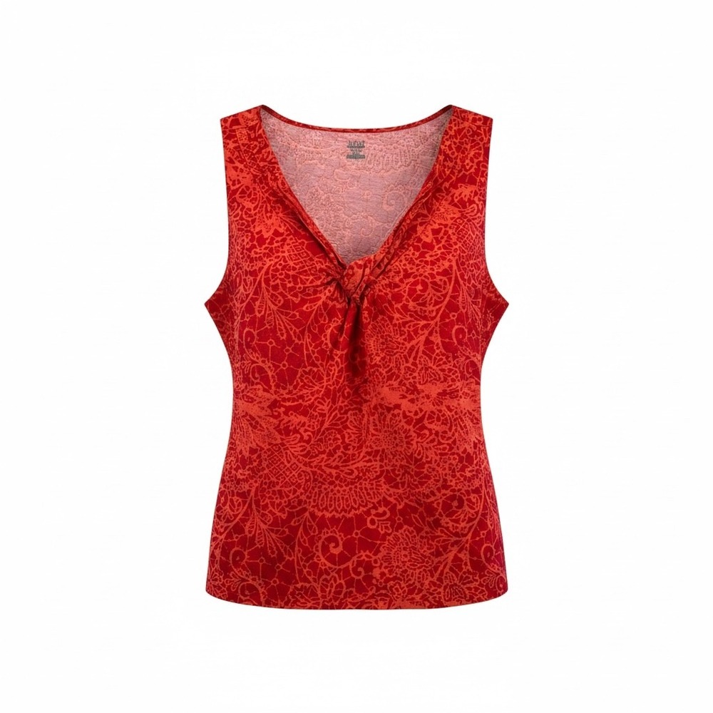 ana A New Approach Red Paisley Lace Print Knot Front Sleeveless‎ Top Women 2X